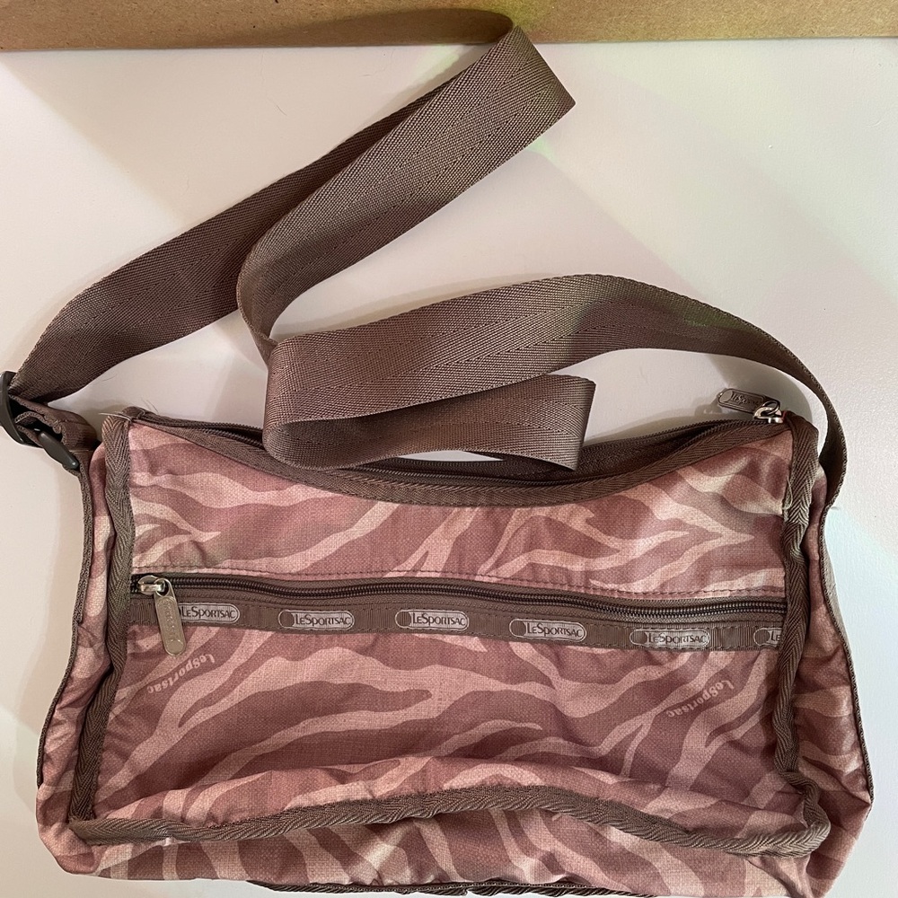 LeSportsac Pink Zebra Print Crossbody Bag